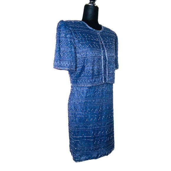 Laurence Kazar New York Sequined Evening Dress Handmade in India 80s Style - Picture 3 of 13